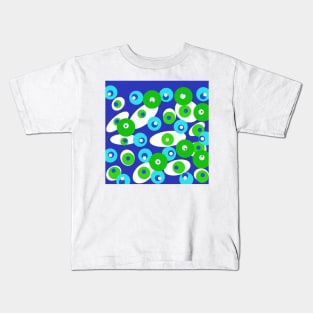 Ode to Summer - abstract in Blues and Greens and White Kids T-Shirt